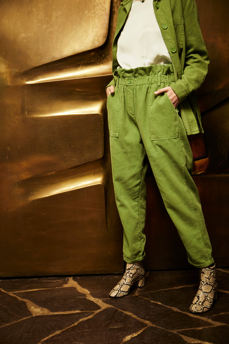 Pantalon Briana en velours vert