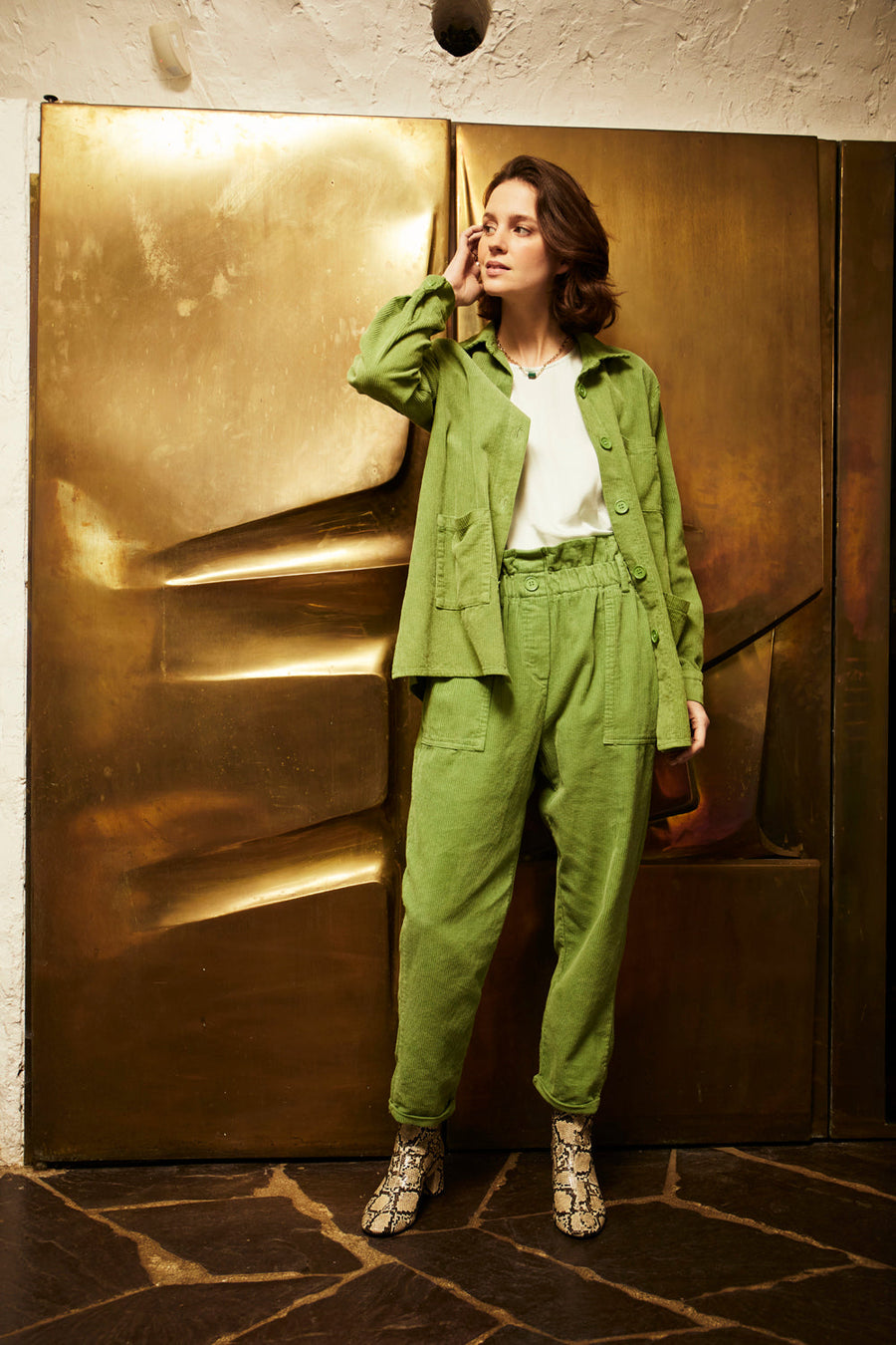 Pantalon Briana en velours vert