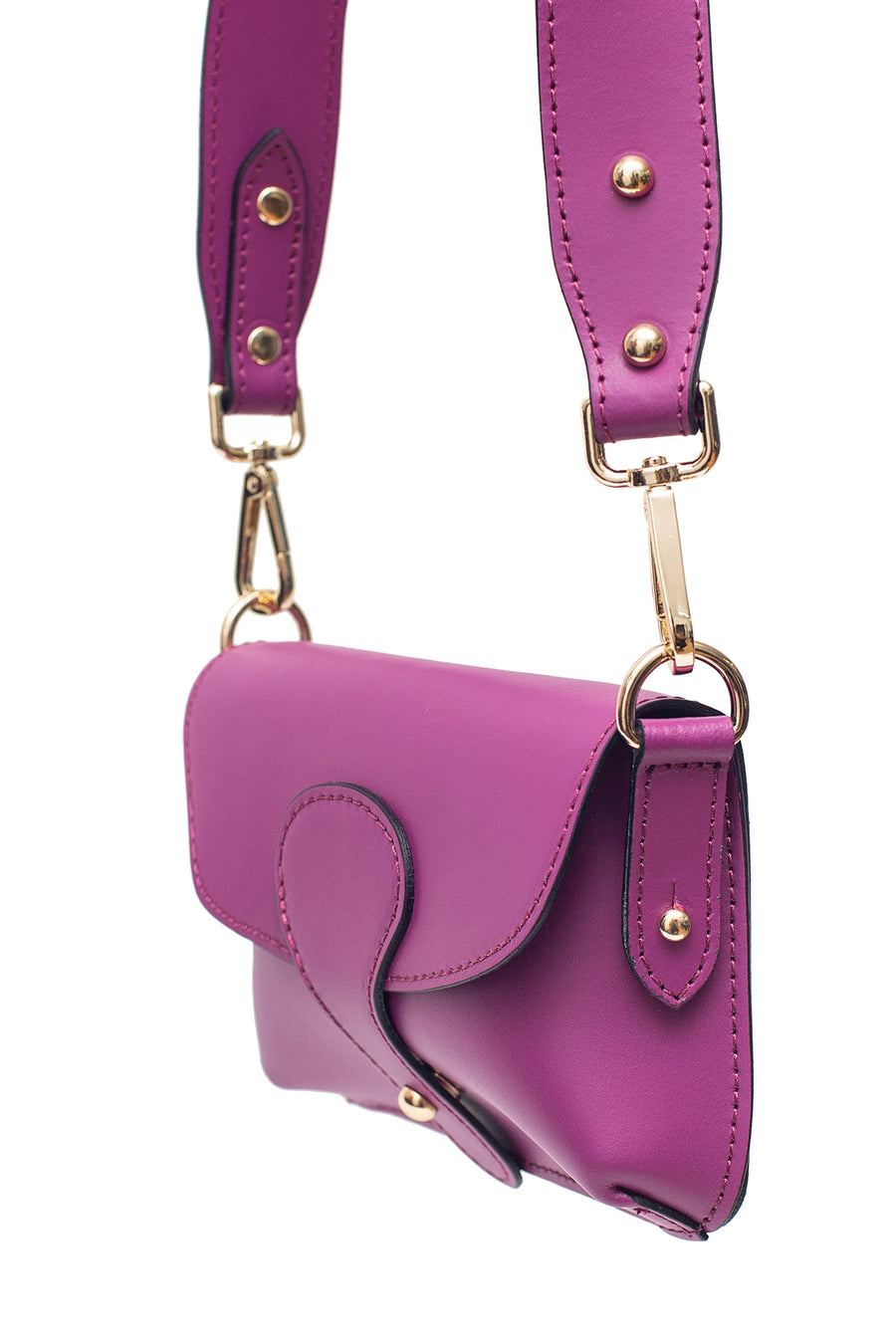 Sac banane en croûte de cuir, Philomene - Prune