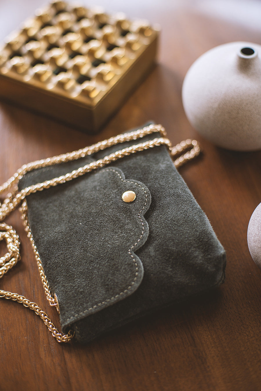 Sac Pochette Mini Pia daim - Kaki