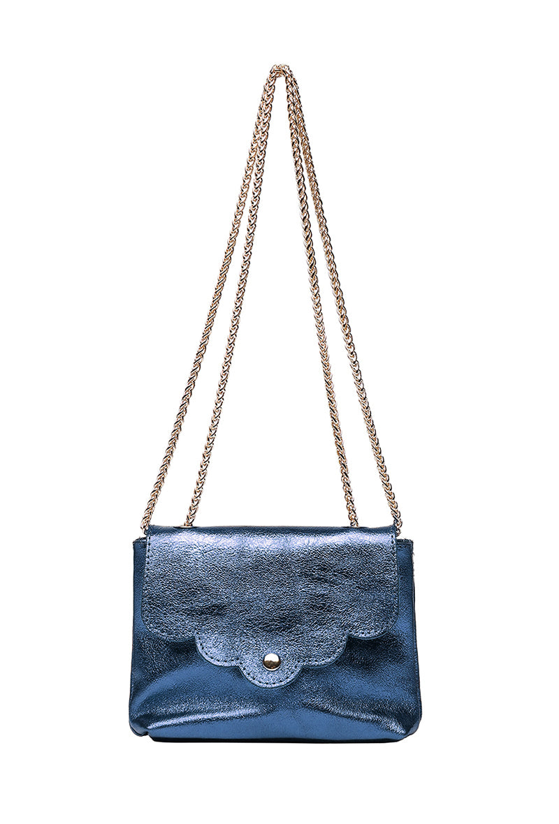 Sac Pochette Mini Pia métallisée - Bleu métal