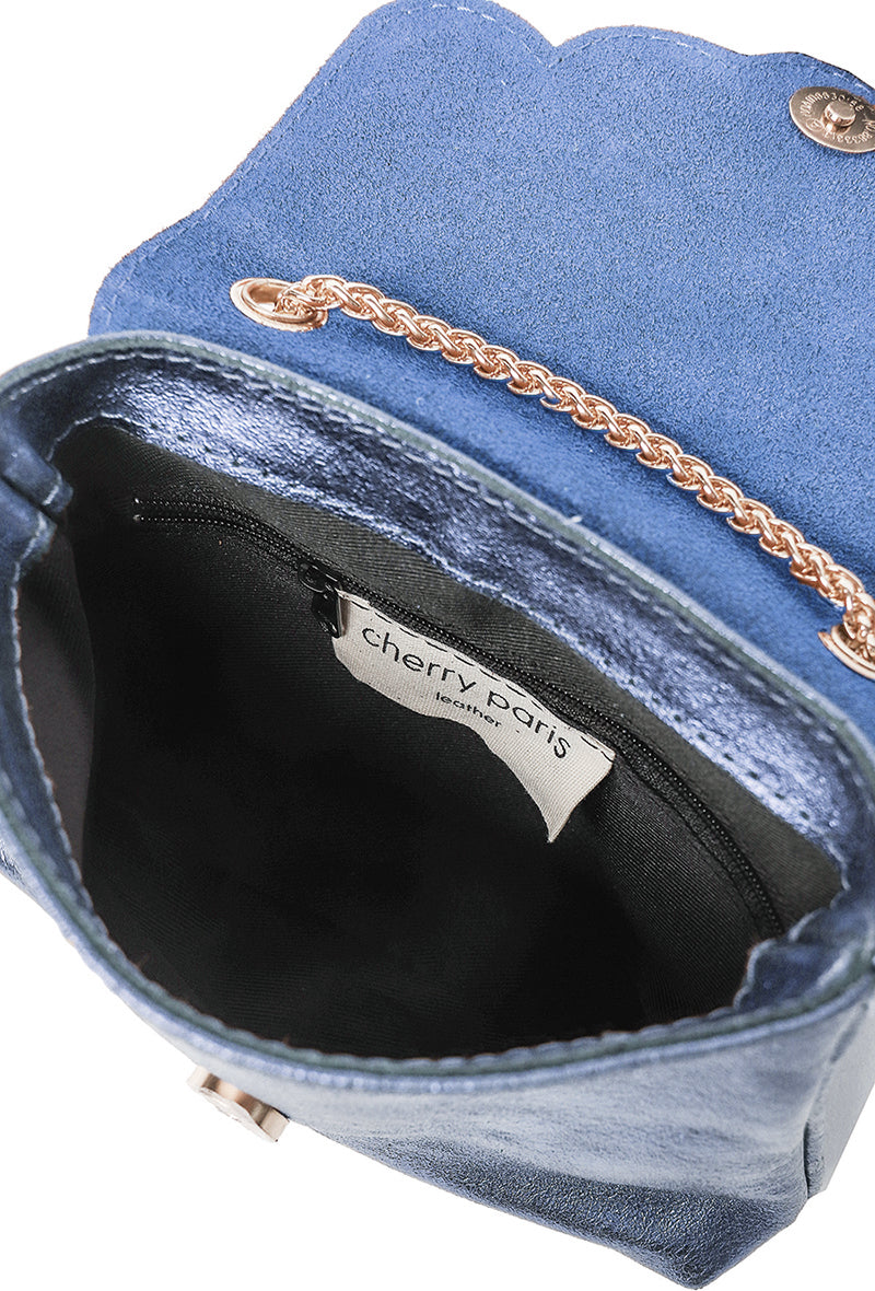 Sac Pochette Mini Pia métallisée - Bleu métal
