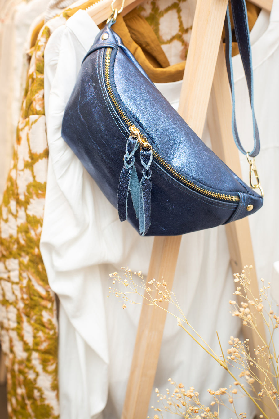 Sac Banane NELLY METAL - Bleu métal