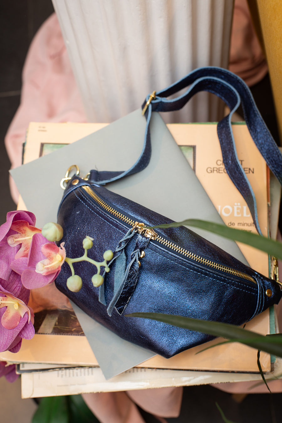Sac Banane NELLY METAL - Bleu métal