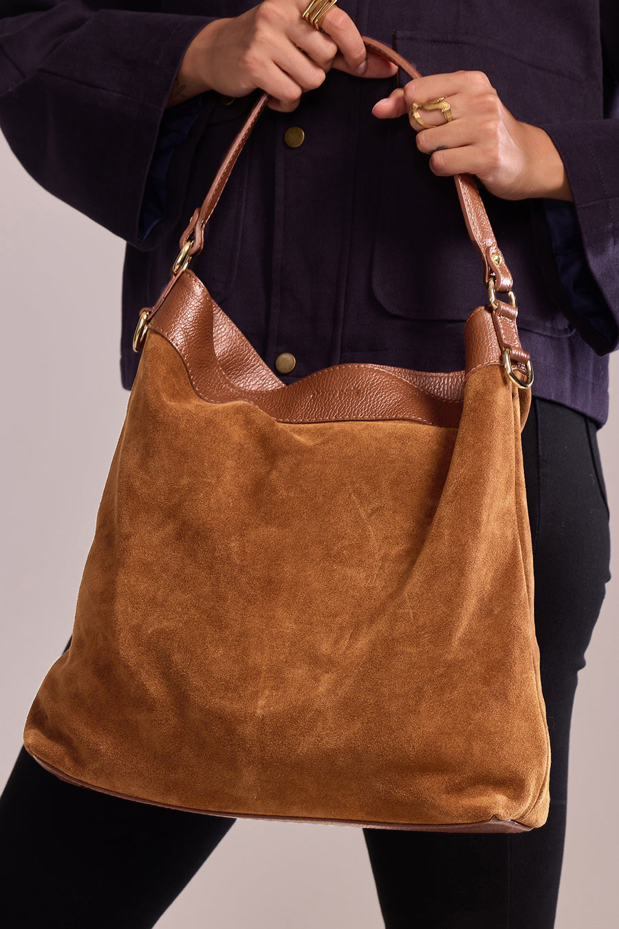 Sac CÉLINA SUÈDE- Camel
