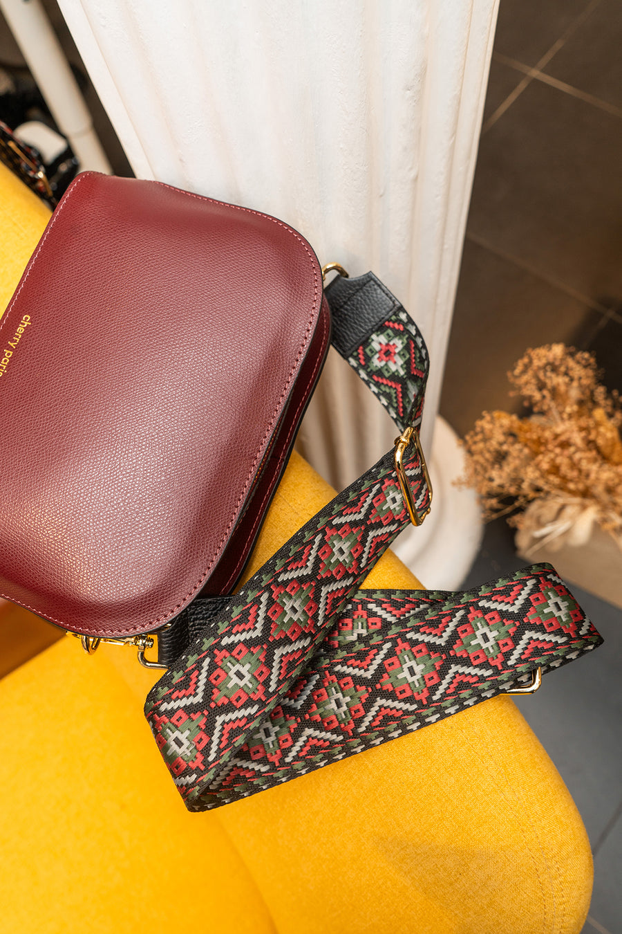 Sangle Sac CLOTHILDE - Bordeaux/Kaki