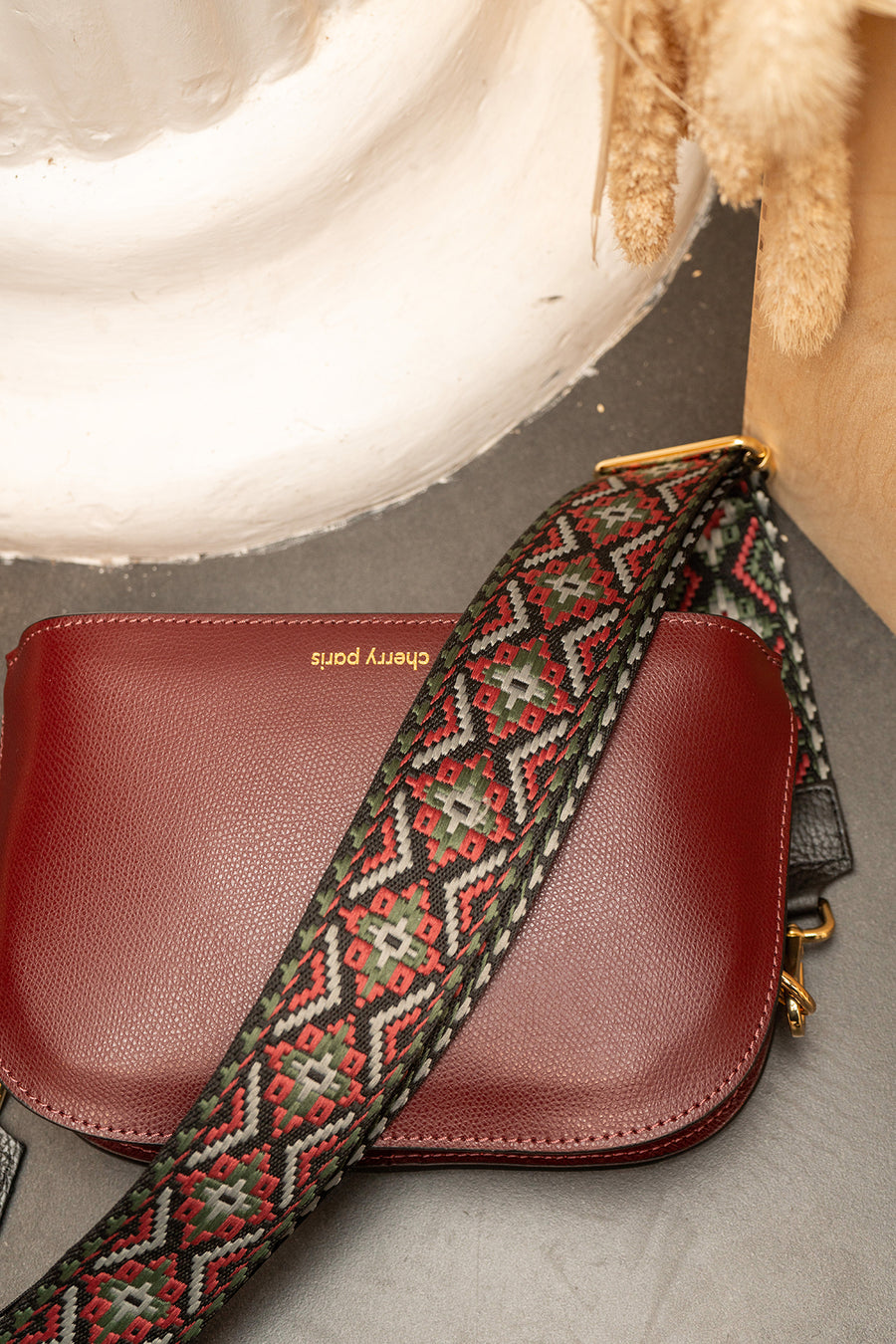 Sangle Sac CLOTHILDE - Bordeaux/Kaki