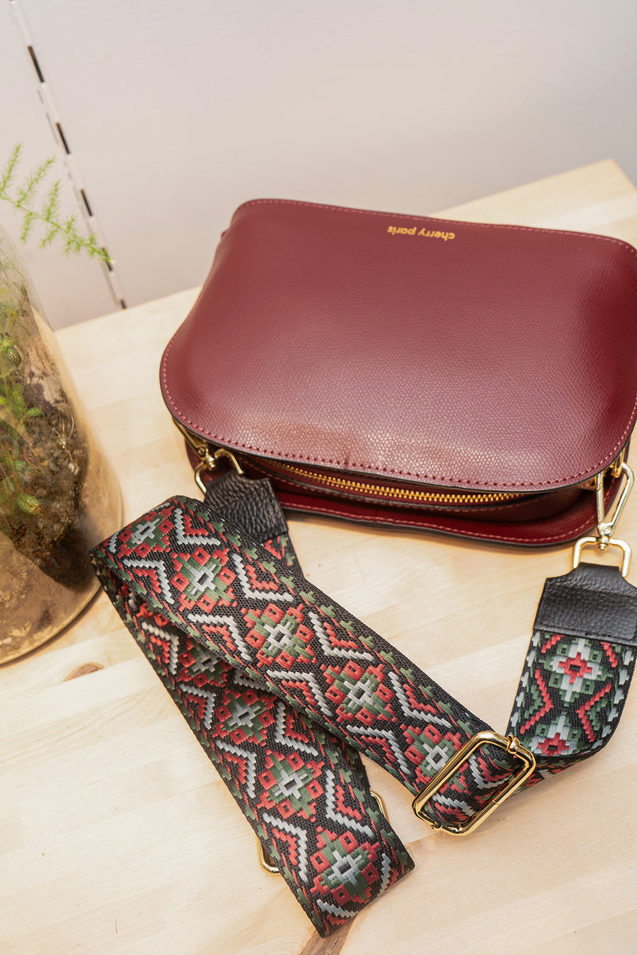 Sangle Sac CLOTHILDE - Bordeaux/Kaki