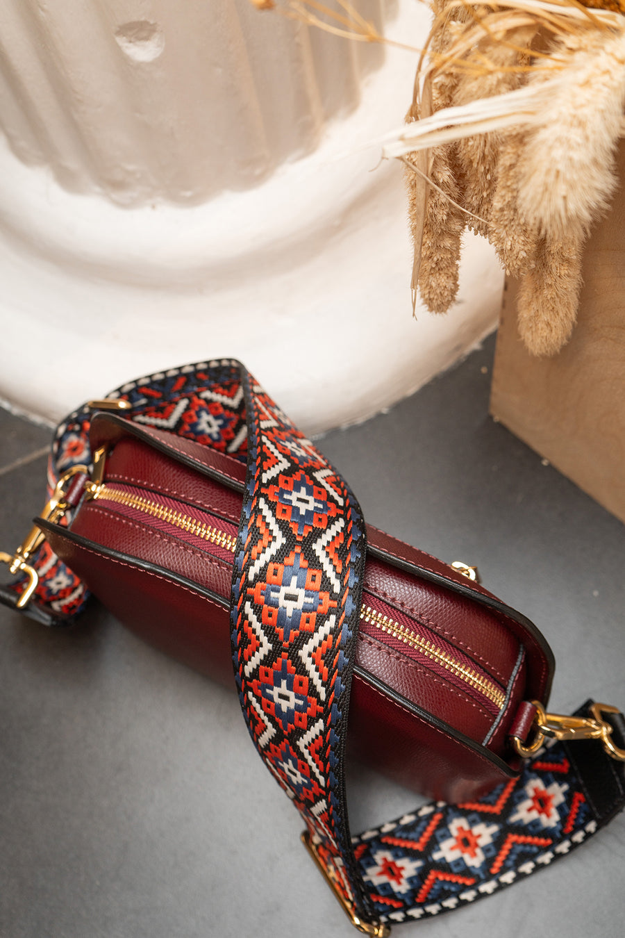 Sangle Sac CLOTHILDE - Noir/Rouille