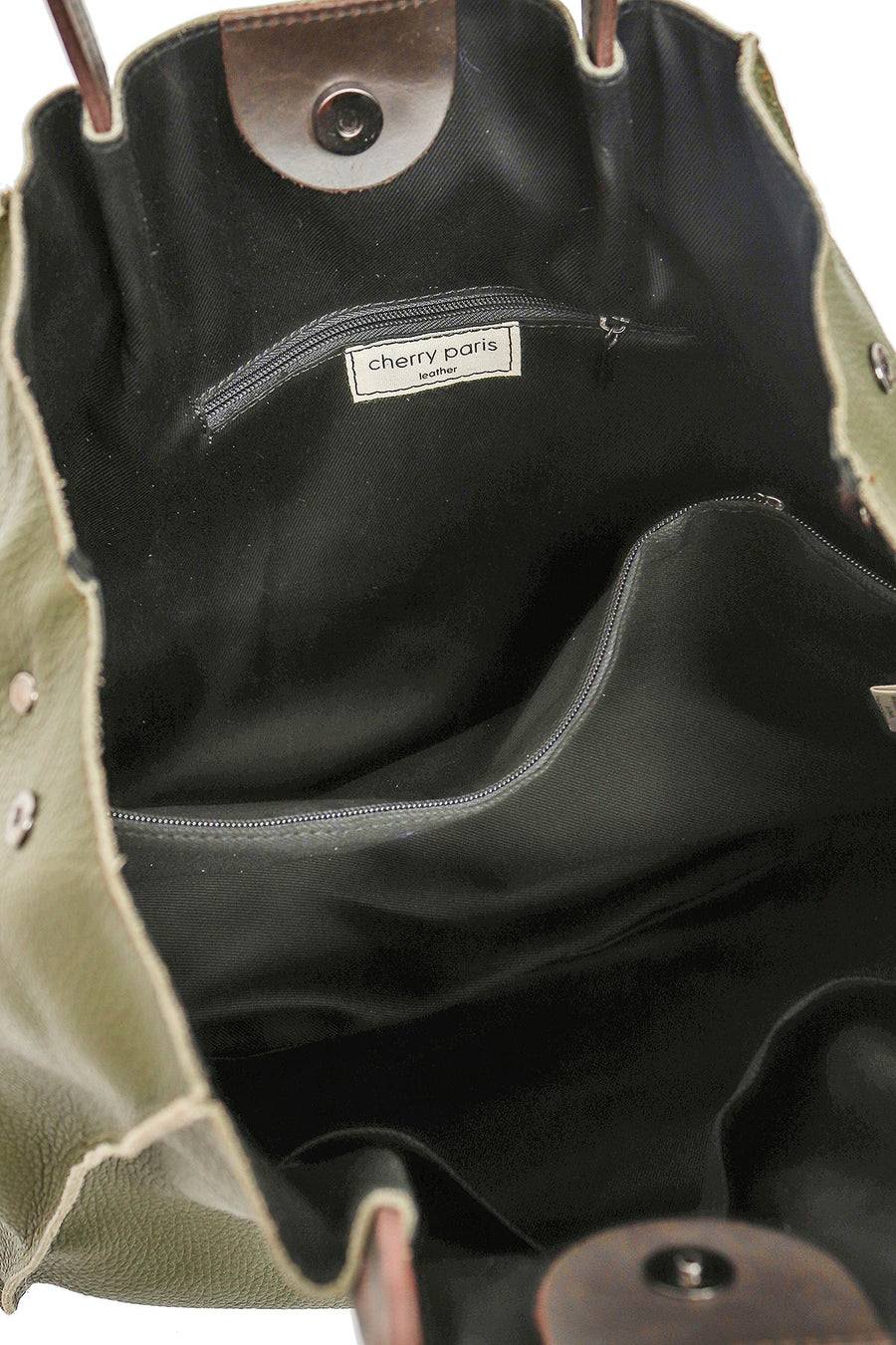 Sac cabas en cuir, Ethel - Kaki