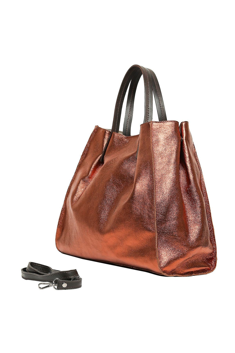 Sac cabas en cuir, Ethel Metal - Bronze