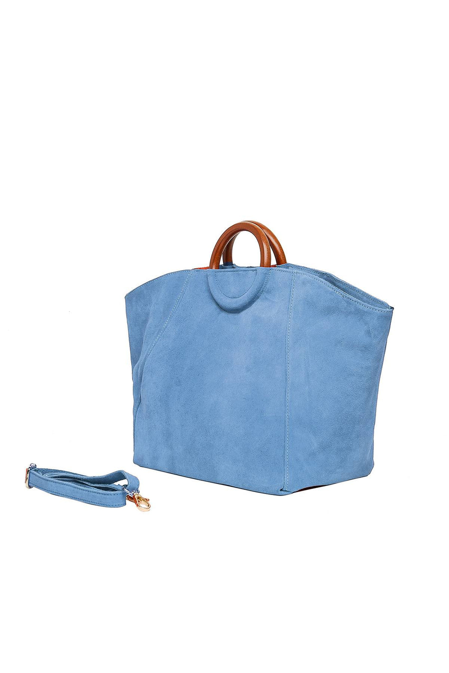 Sac cabas en cuir à anses, Leonore - Ciel