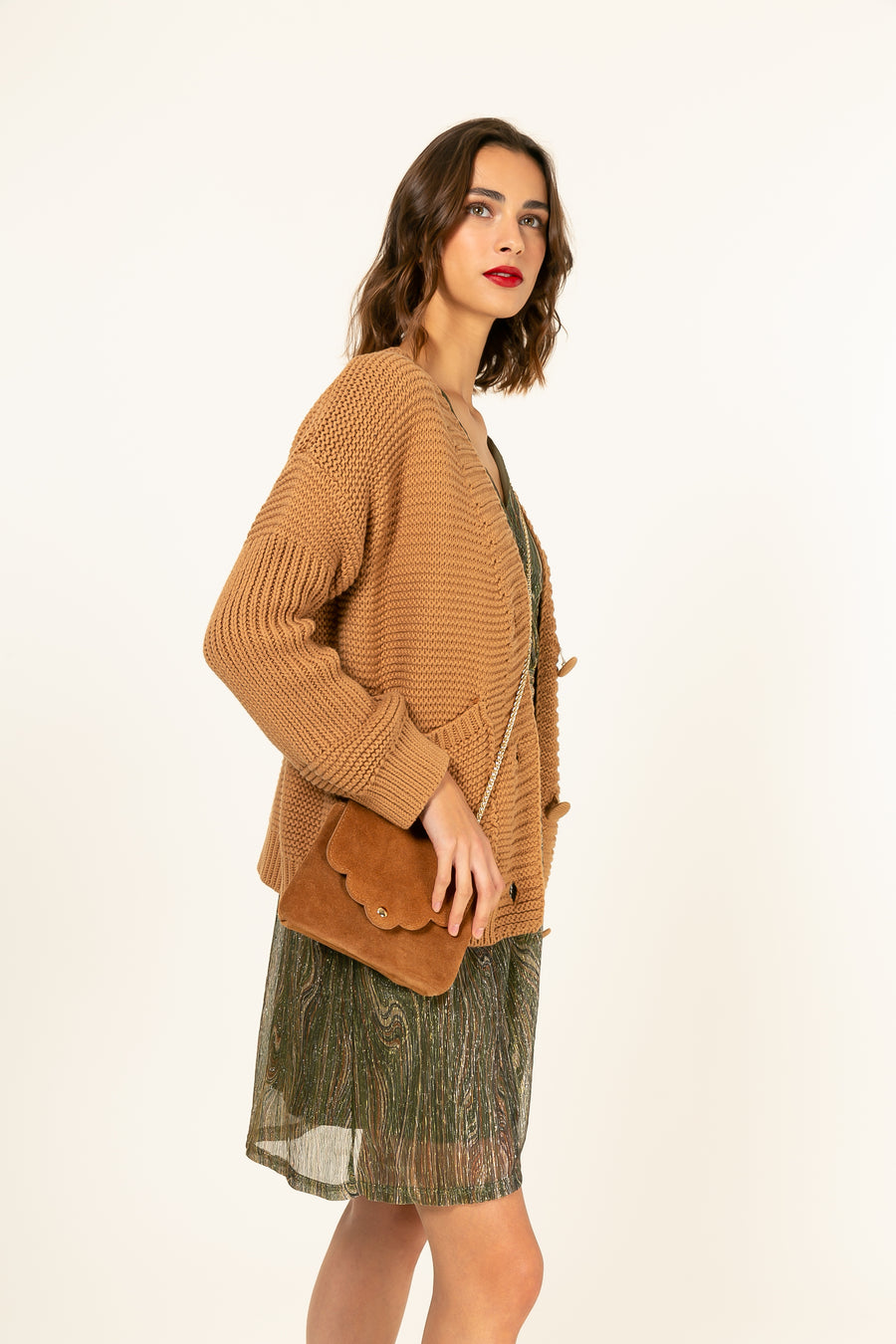 Sac Pochette Mini Pia daim - Camel