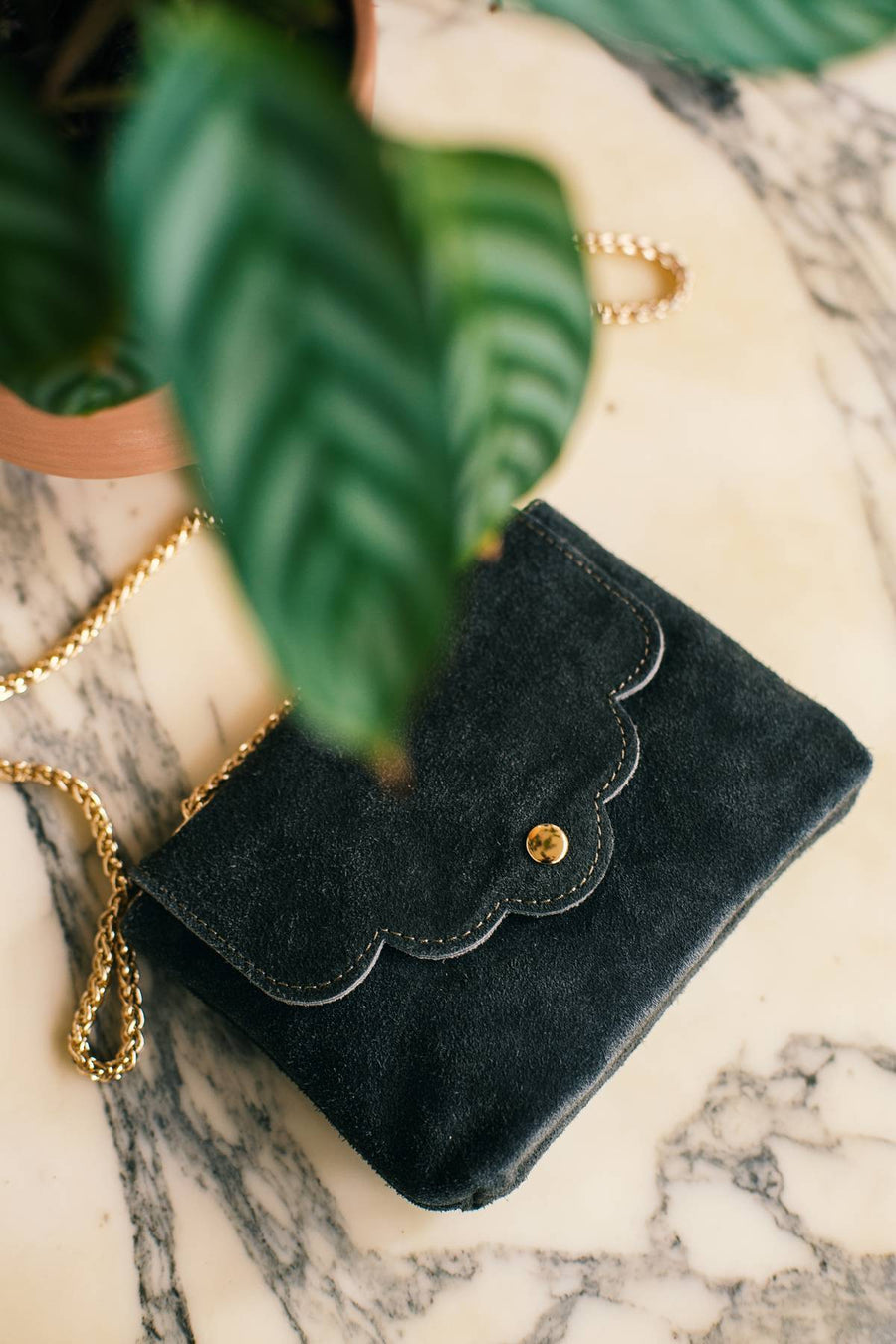 Sac Pochette Mini Pia daim - Noir