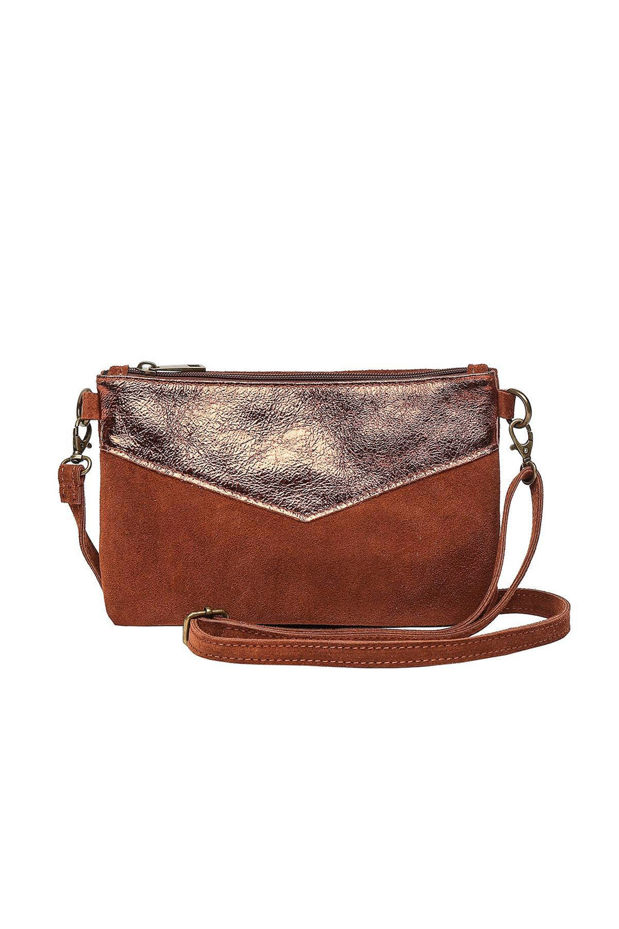 Sac Pochette cuir bi-matière, Lilas