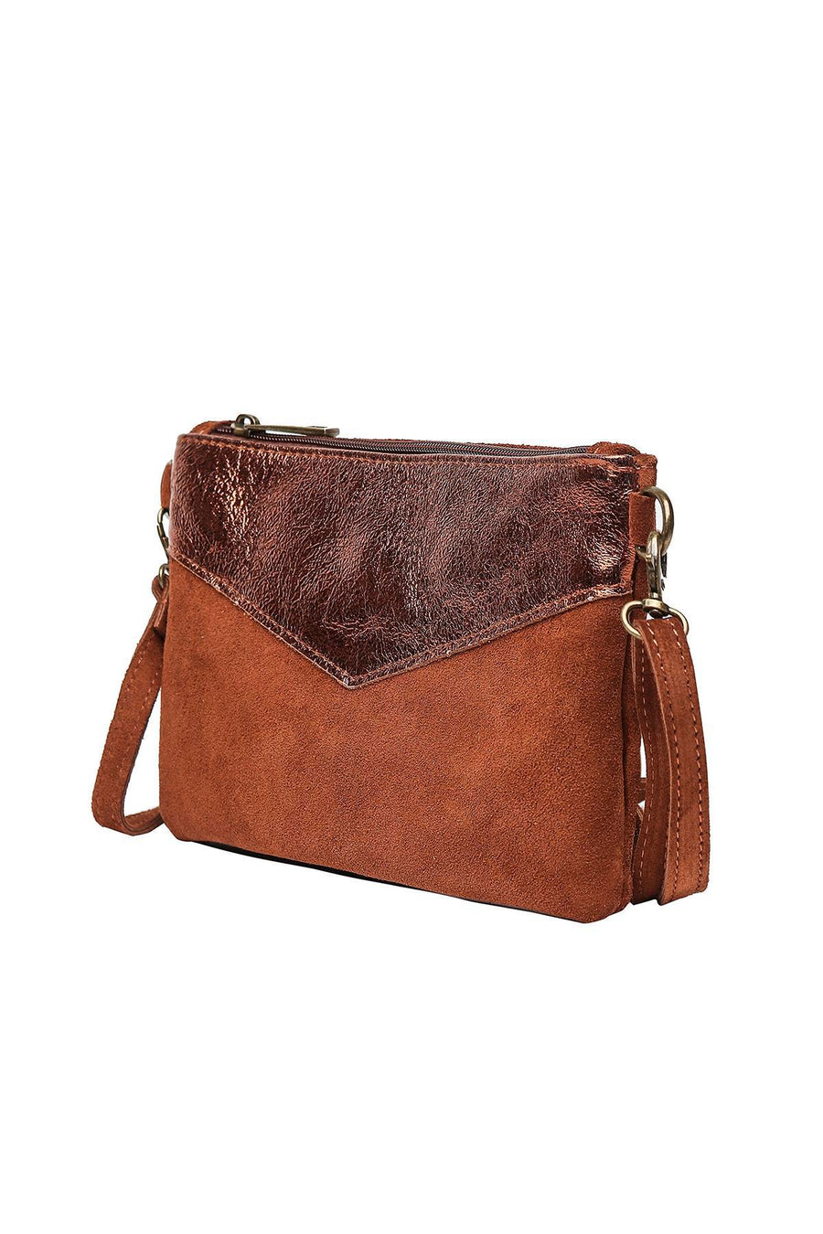 Sac Pochette cuir bi-matière, Lilas