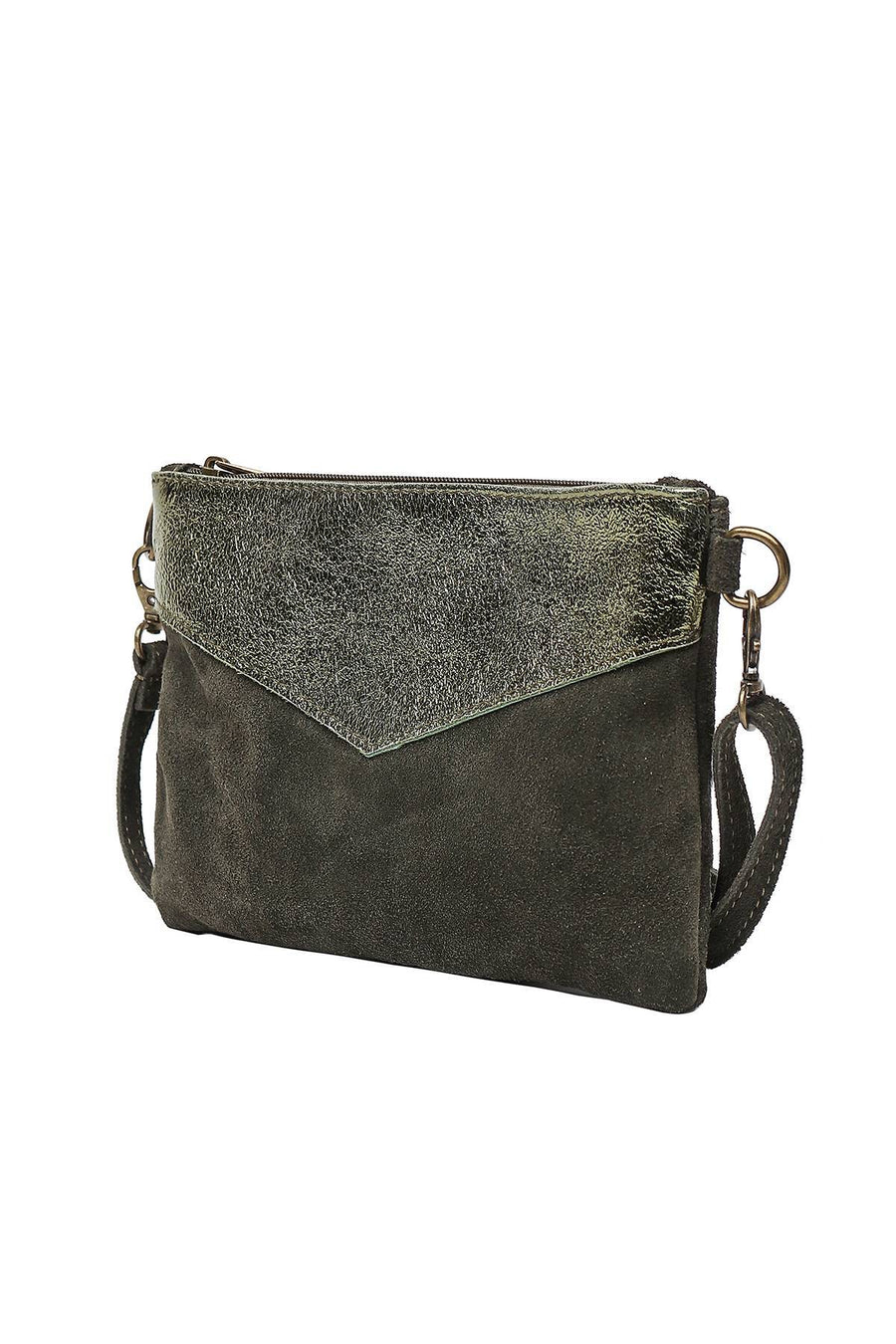 Sac Pochette cuir bi-matière, Lilas
