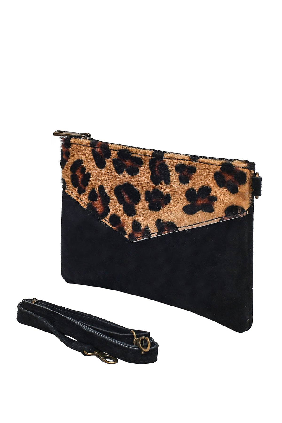 Sac Pochette cuir bi-matière, Lilas