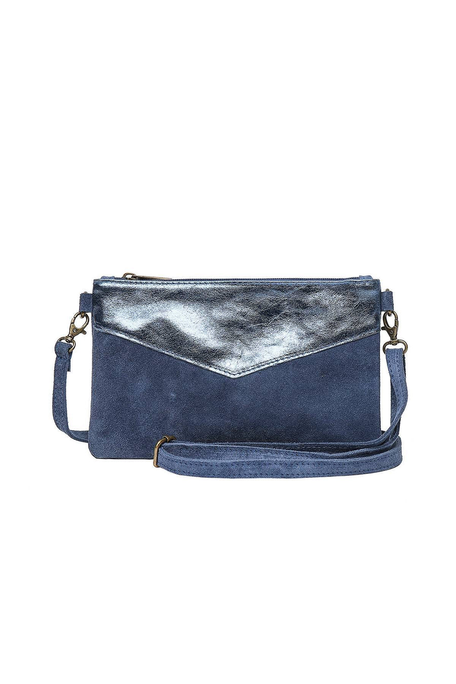 Sac Pochette cuir bi-matière, Lilas