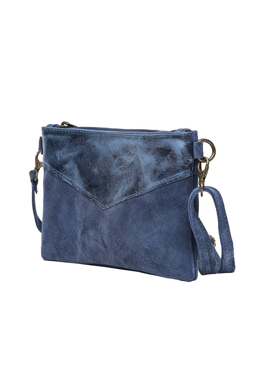 Sac Pochette cuir bi-matière, Lilas