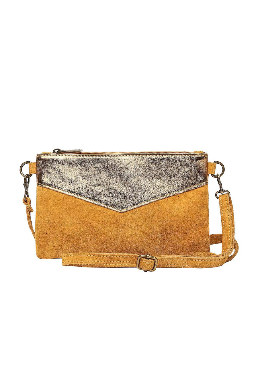 Sac Pochette cuir bi-matière, Lilas