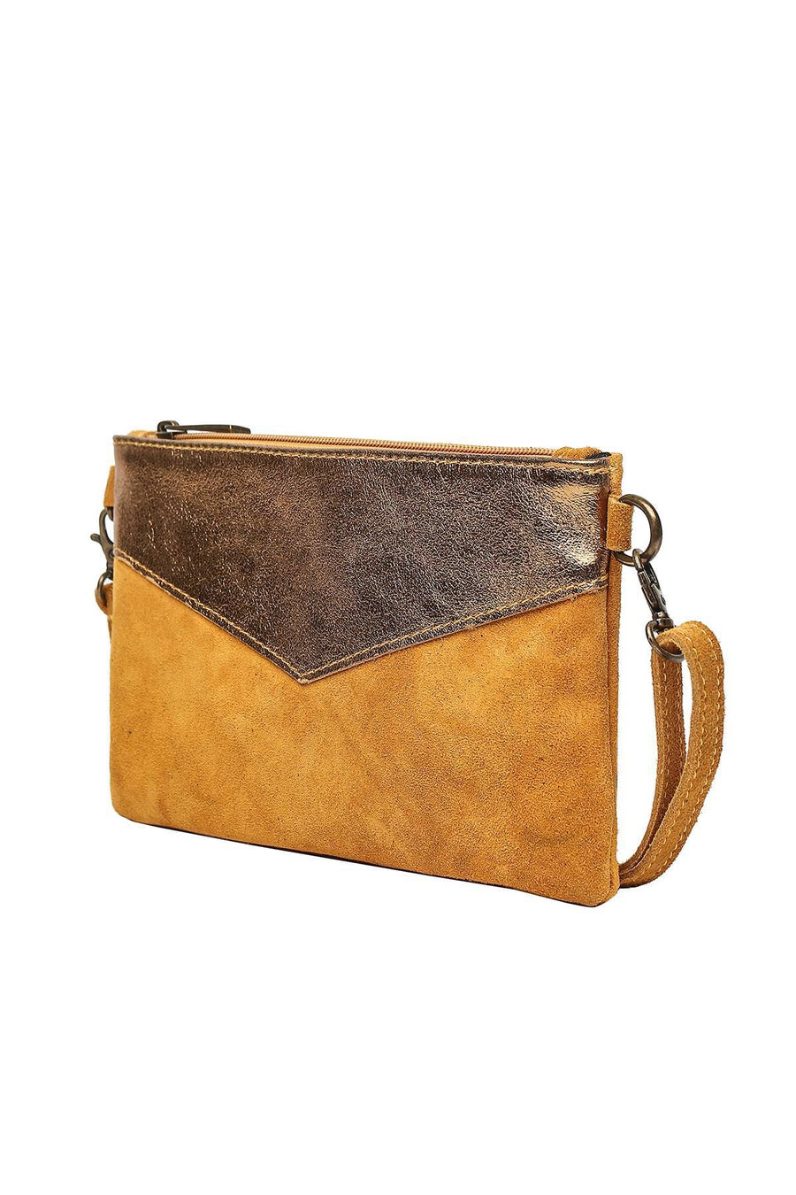 Sac Pochette cuir bi-matière, Lilas