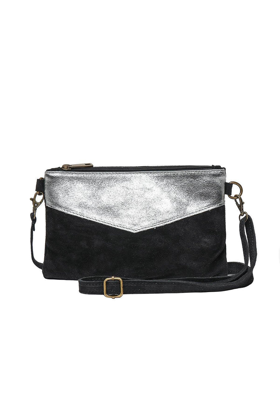Sac Pochette cuir bi-matière, Lilas
