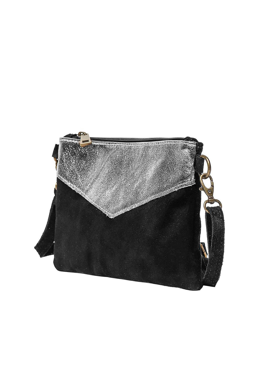 Sac Pochette cuir bi-matière, Lilas
