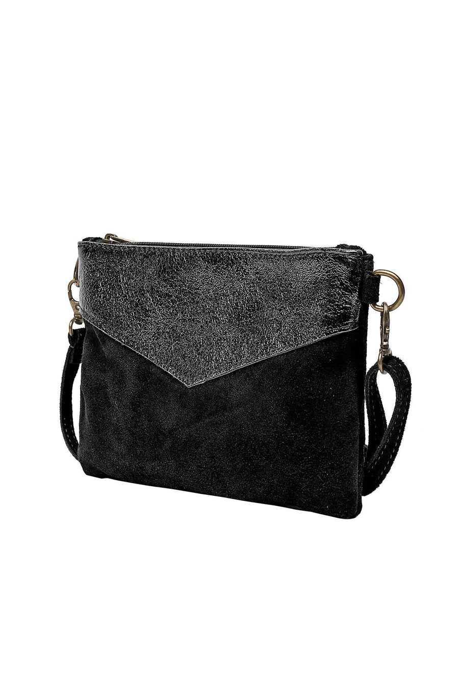 Sac Pochette cuir bi-matière, Lilas