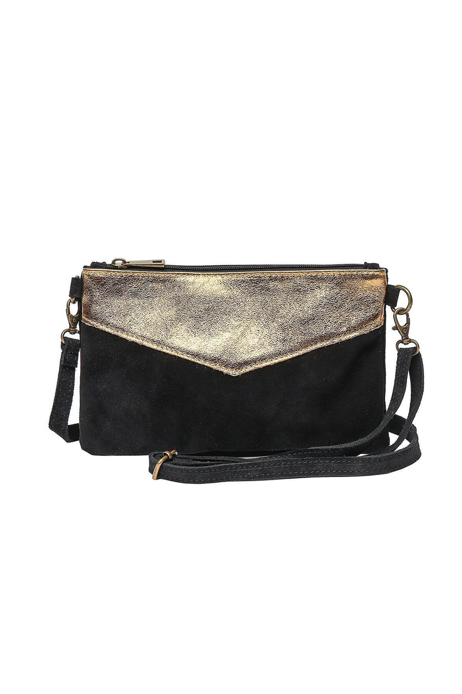 Sac Pochette cuir bi-matière, Lilas
