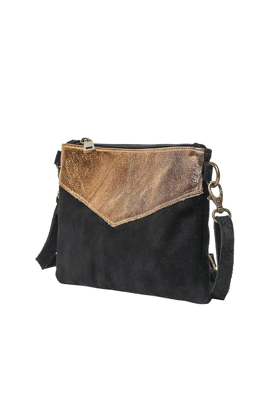 Sac Pochette cuir bi-matière, Lilas