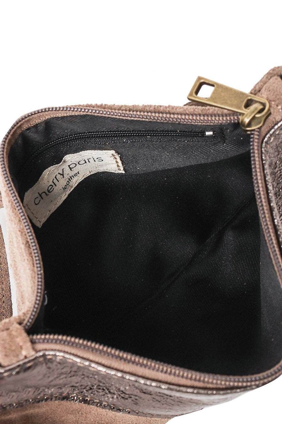 Sac Pochette cuir bi-matière, Lilas