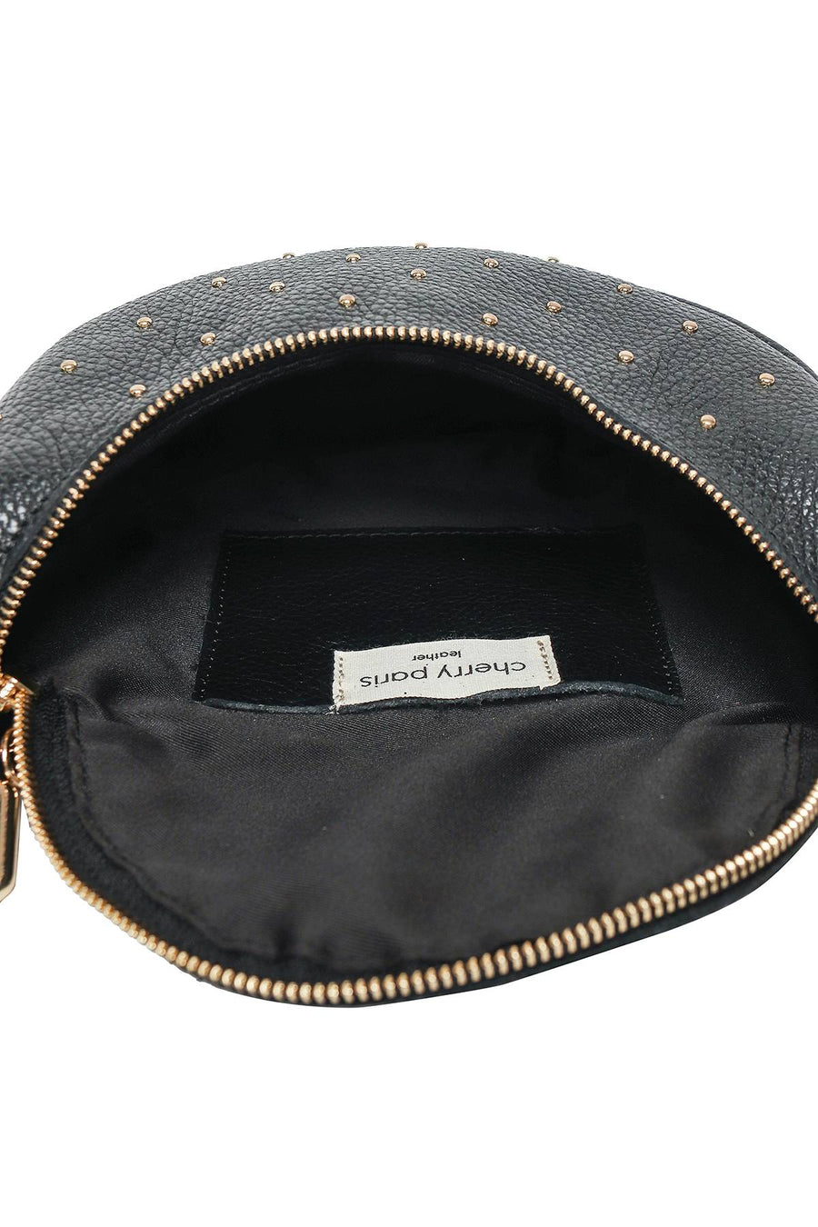 Sac banane cuir grainé, Ema - Noir