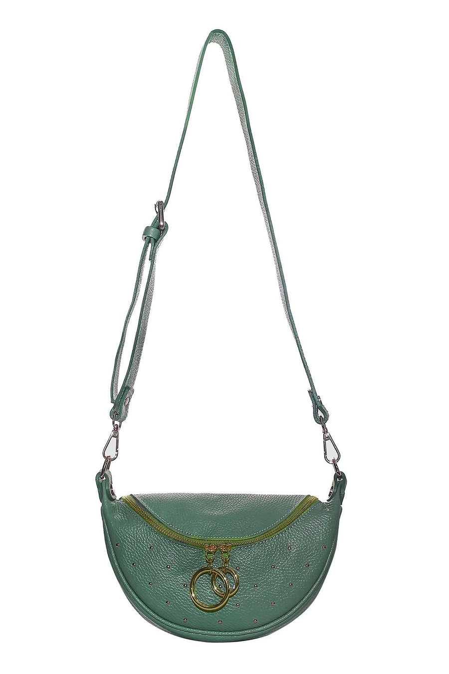 Sac banane cuir grainé, Ema - Vert clair