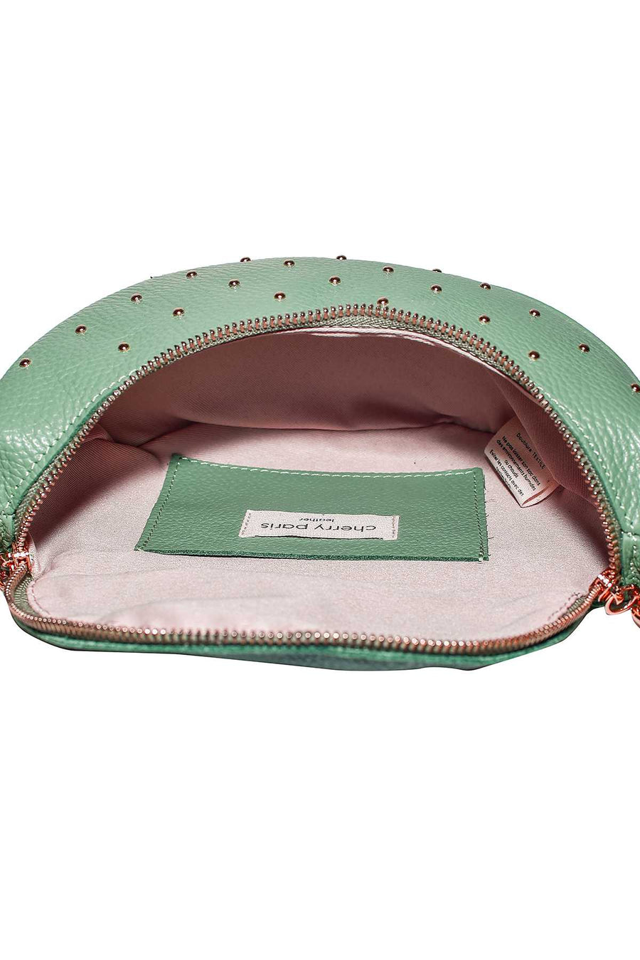 Sac banane cuir grainé, Ema - Vert clair