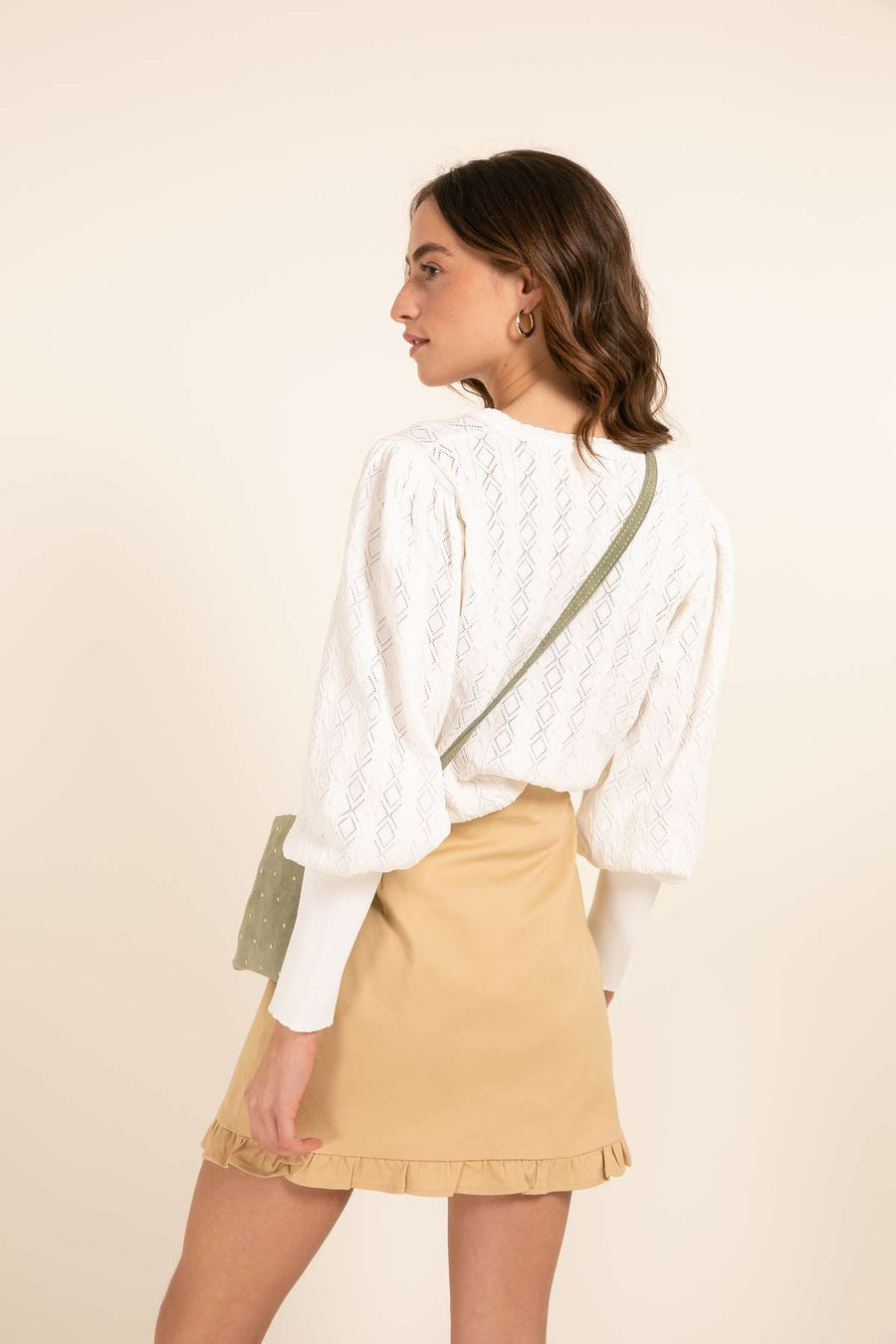 Sac pochette cuir suède, Tiphaine - Vert clair