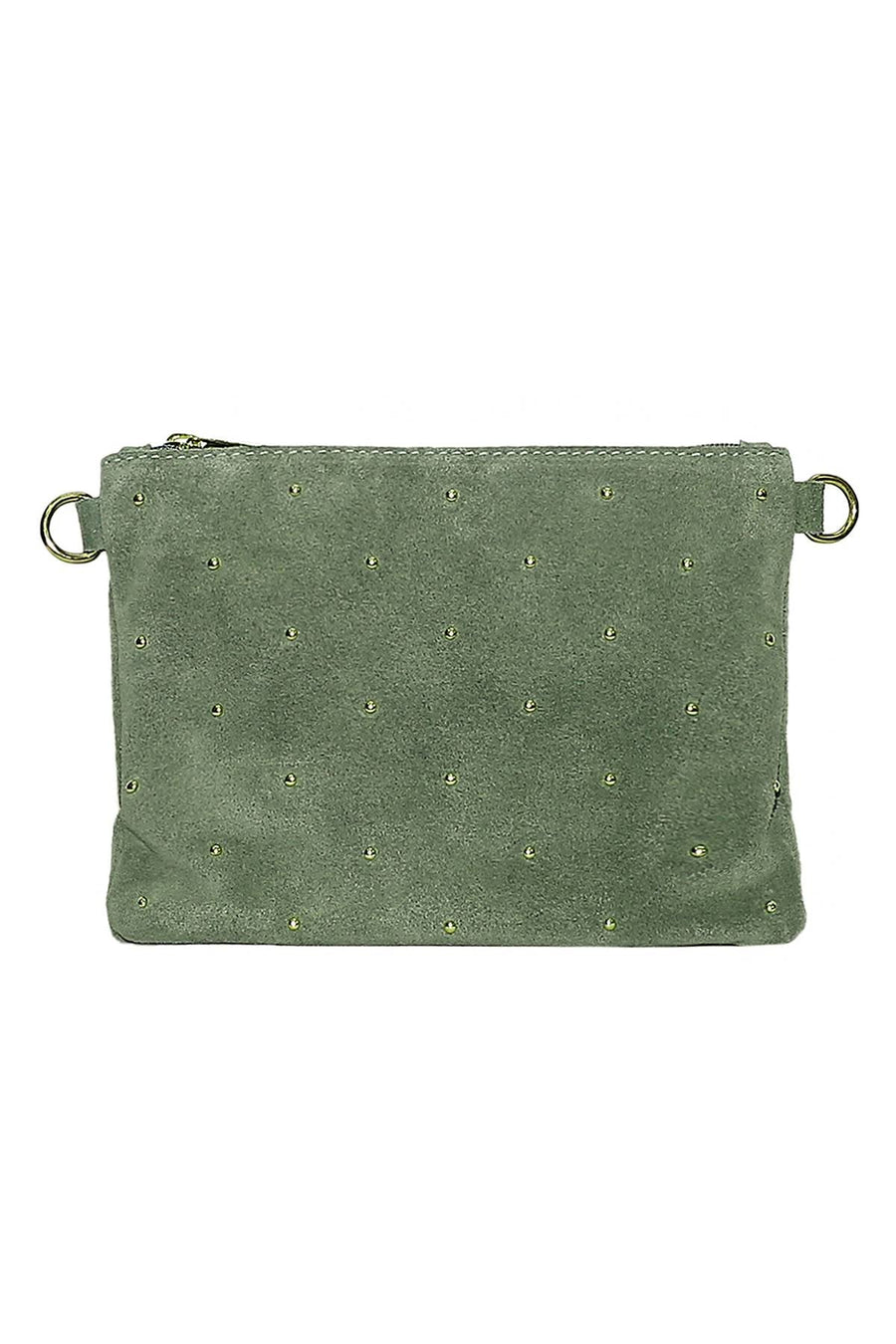 Sac pochette cuir suède, Tiphaine - Vert clair