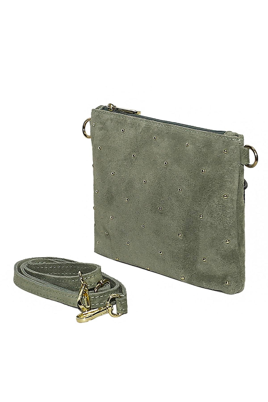 Sac pochette cuir suède, Tiphaine - Vert clair