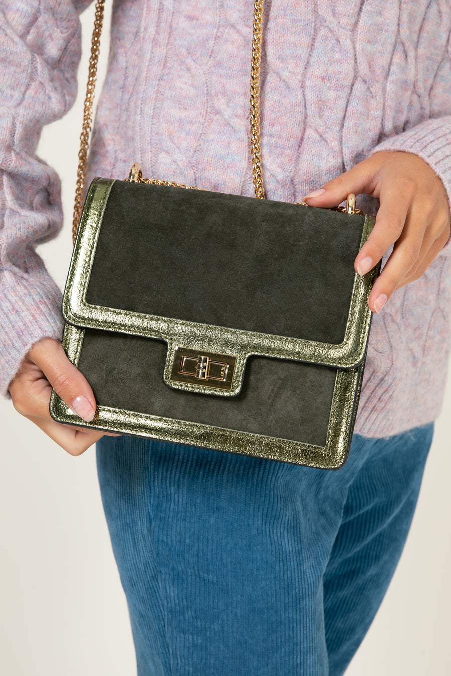 Sac bandoulière cuir Kim - Kaki