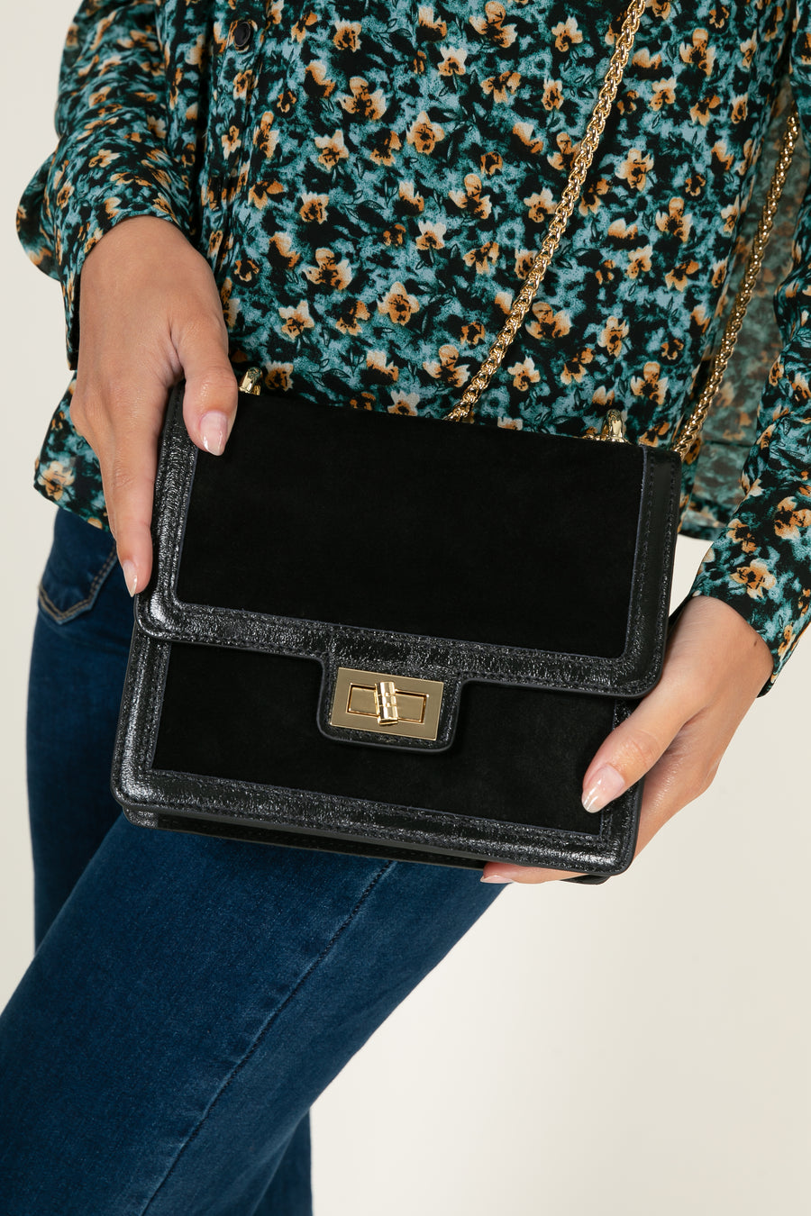 Sac bandoulière cuir Kim - Noir