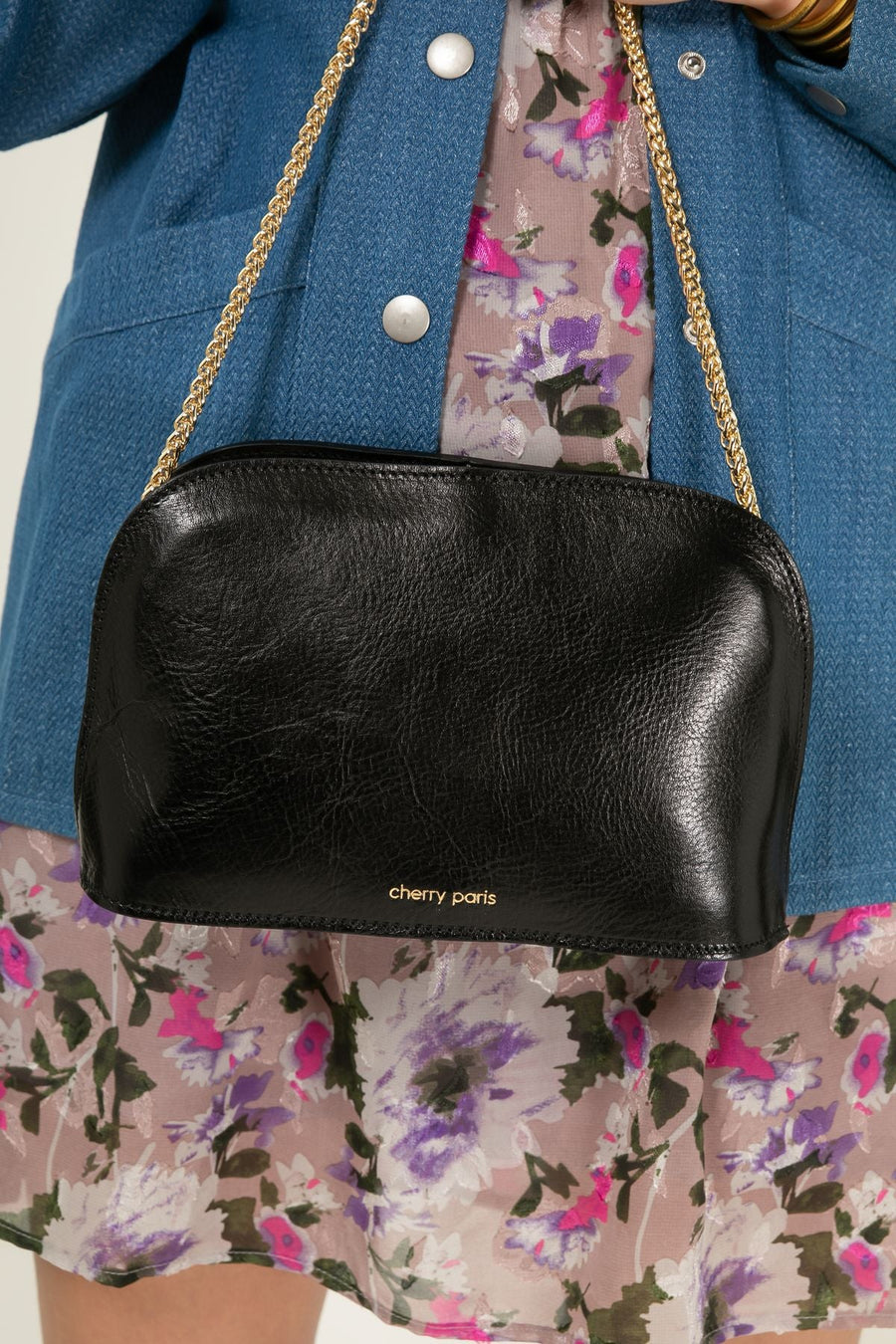 Sac bandoulière cuir, Deborah - Noir