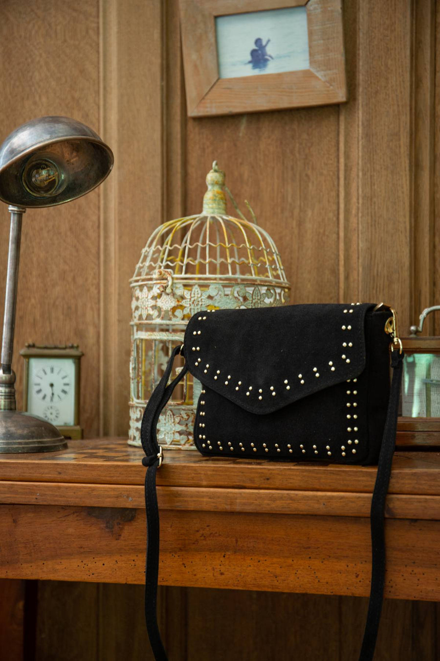 Sac bandoulière cuir Kiara - Noir