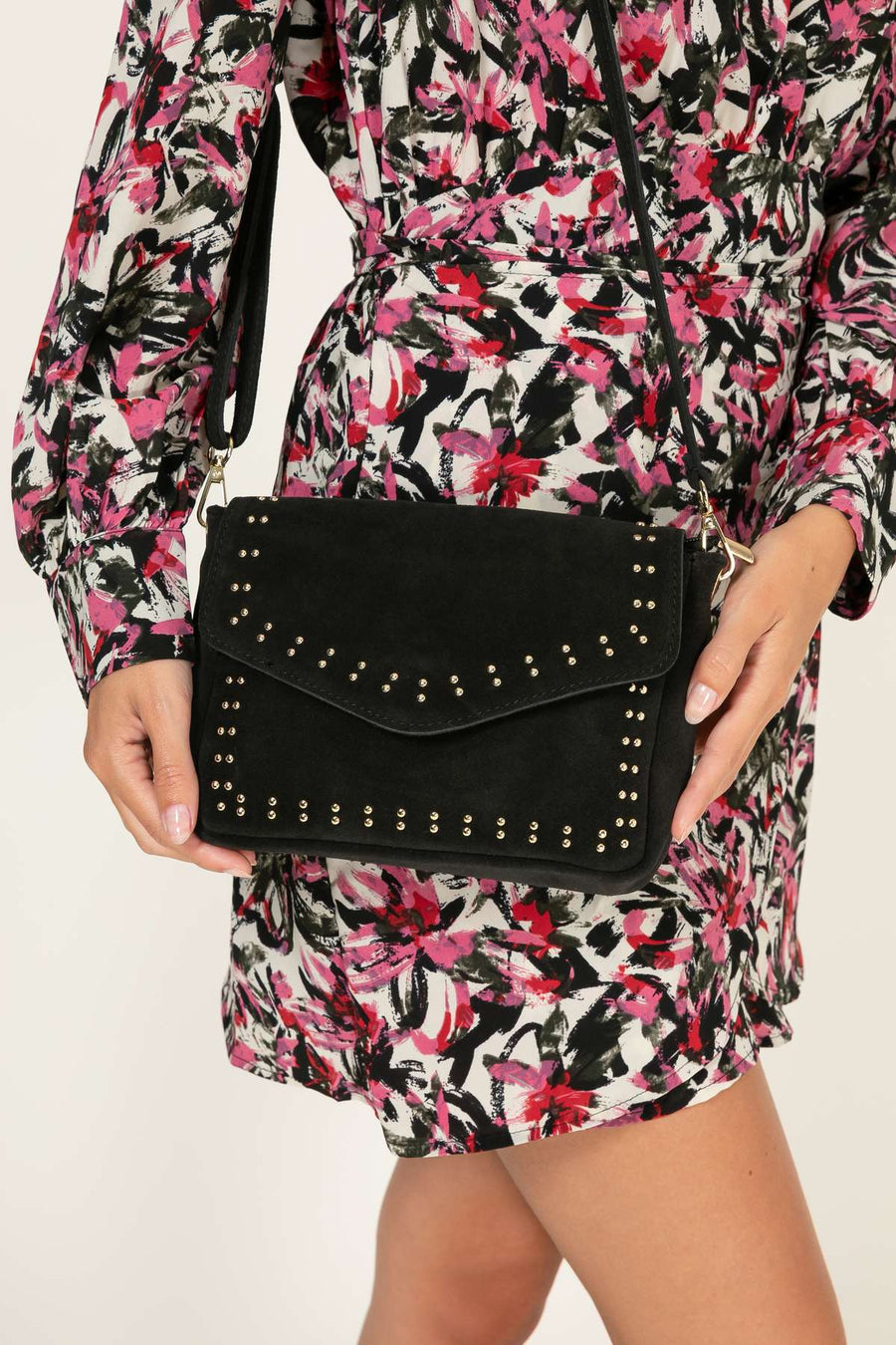 Sac bandoulière cuir Kiara - Noir
