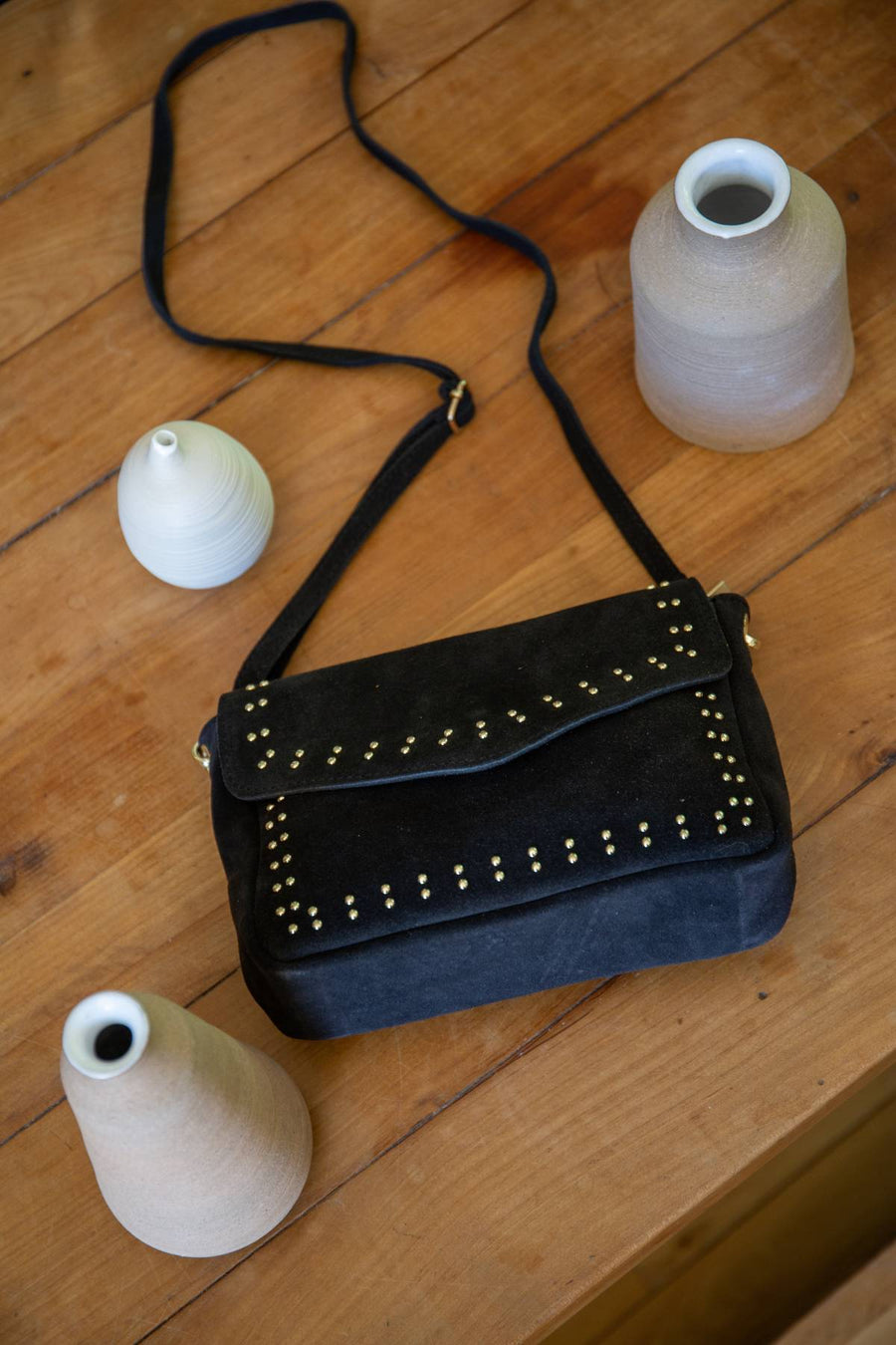 Sac bandoulière cuir Kiara - Noir