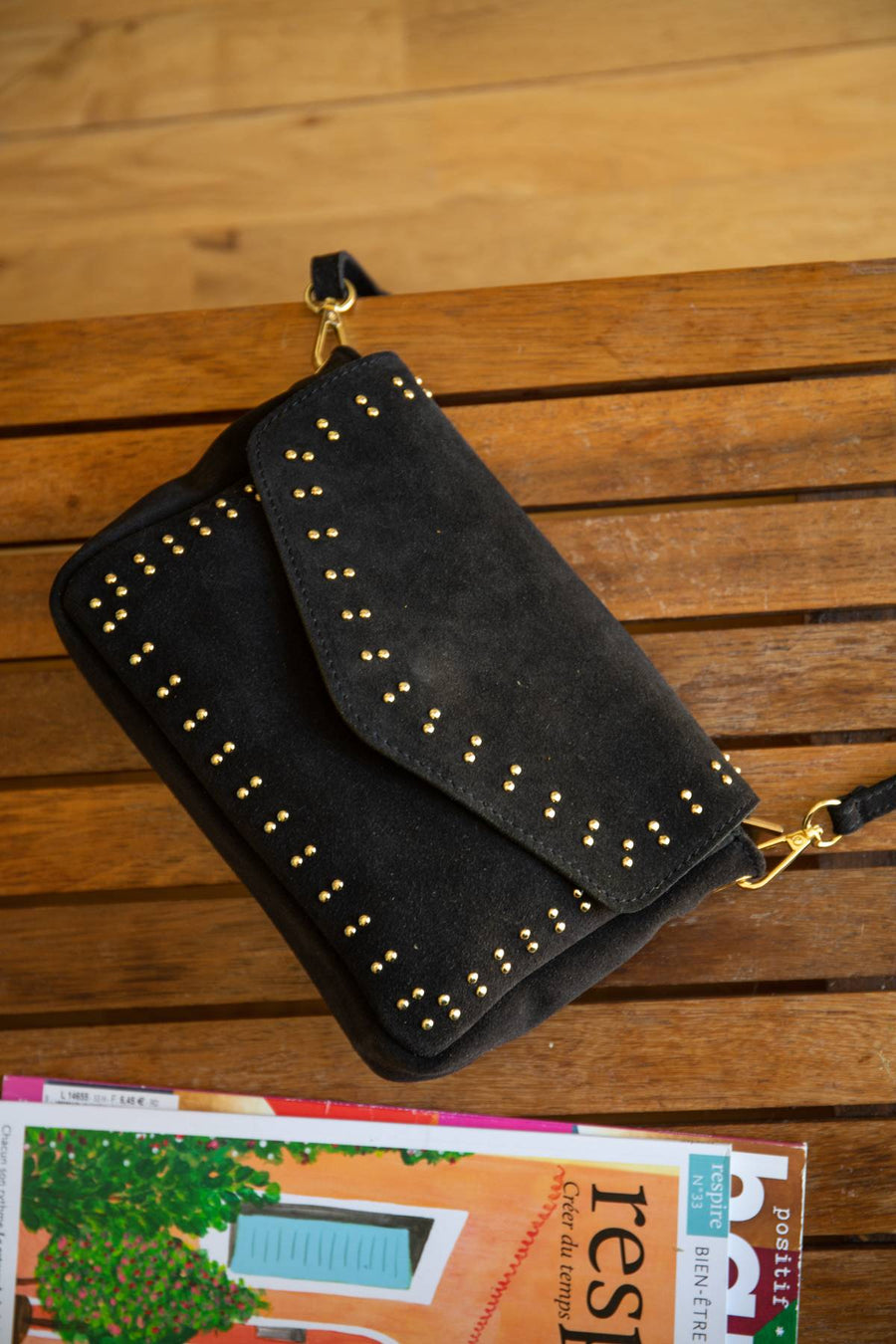 Sac bandoulière cuir Kiara - Noir