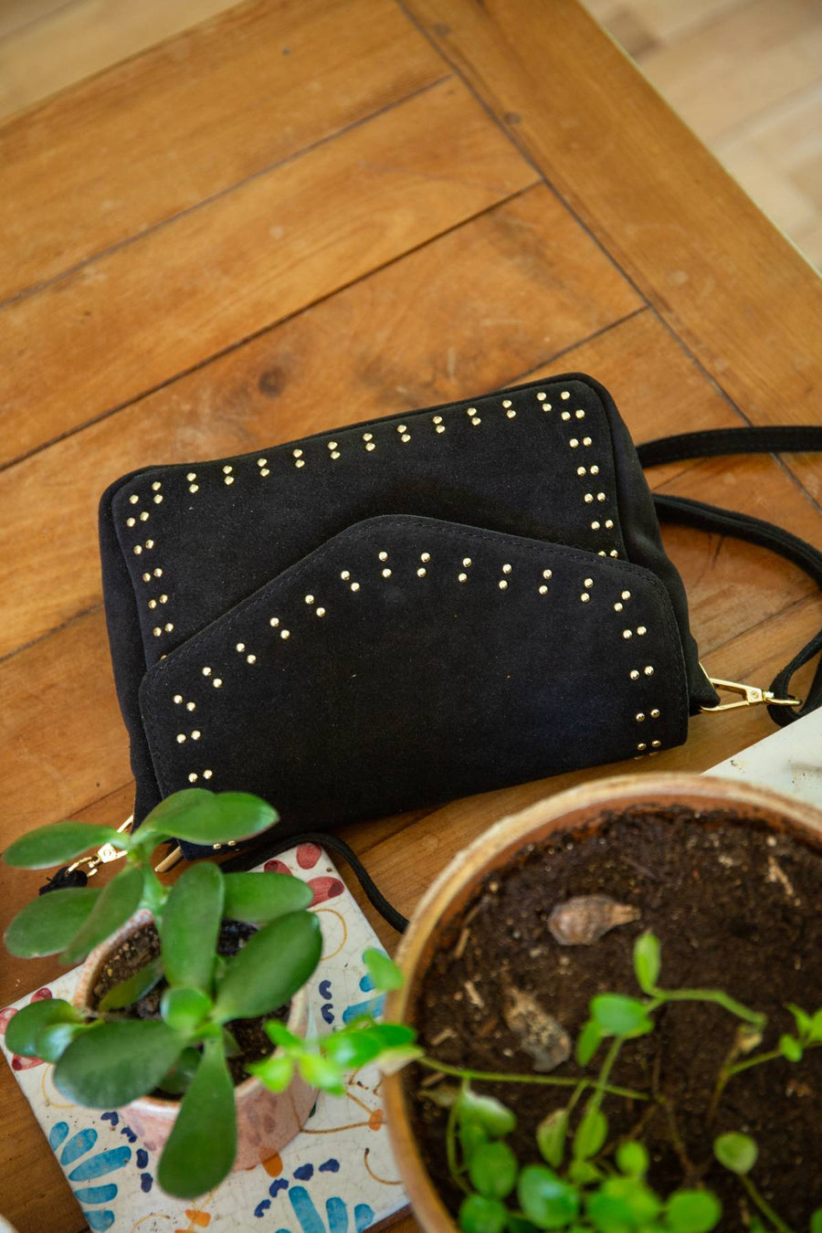 Sac bandoulière cuir Kiara - Noir