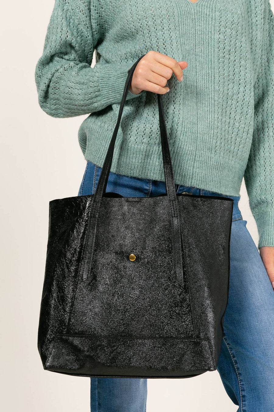 Sac cabas Nesrine métal - Noir métal