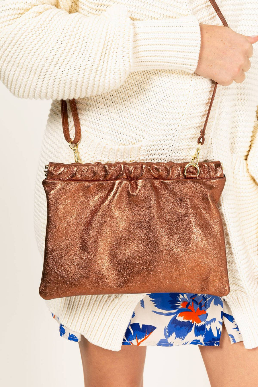 Sac pochette Jinane métal - Bronze