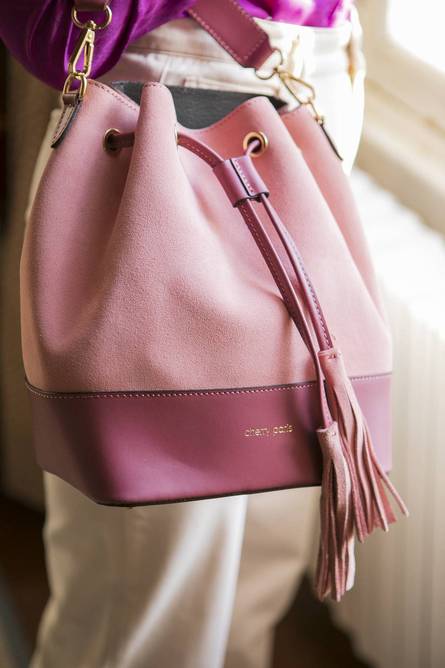 SAC BOURSE EN CROUTE DE CUIR SOLINE 7 COLORIS