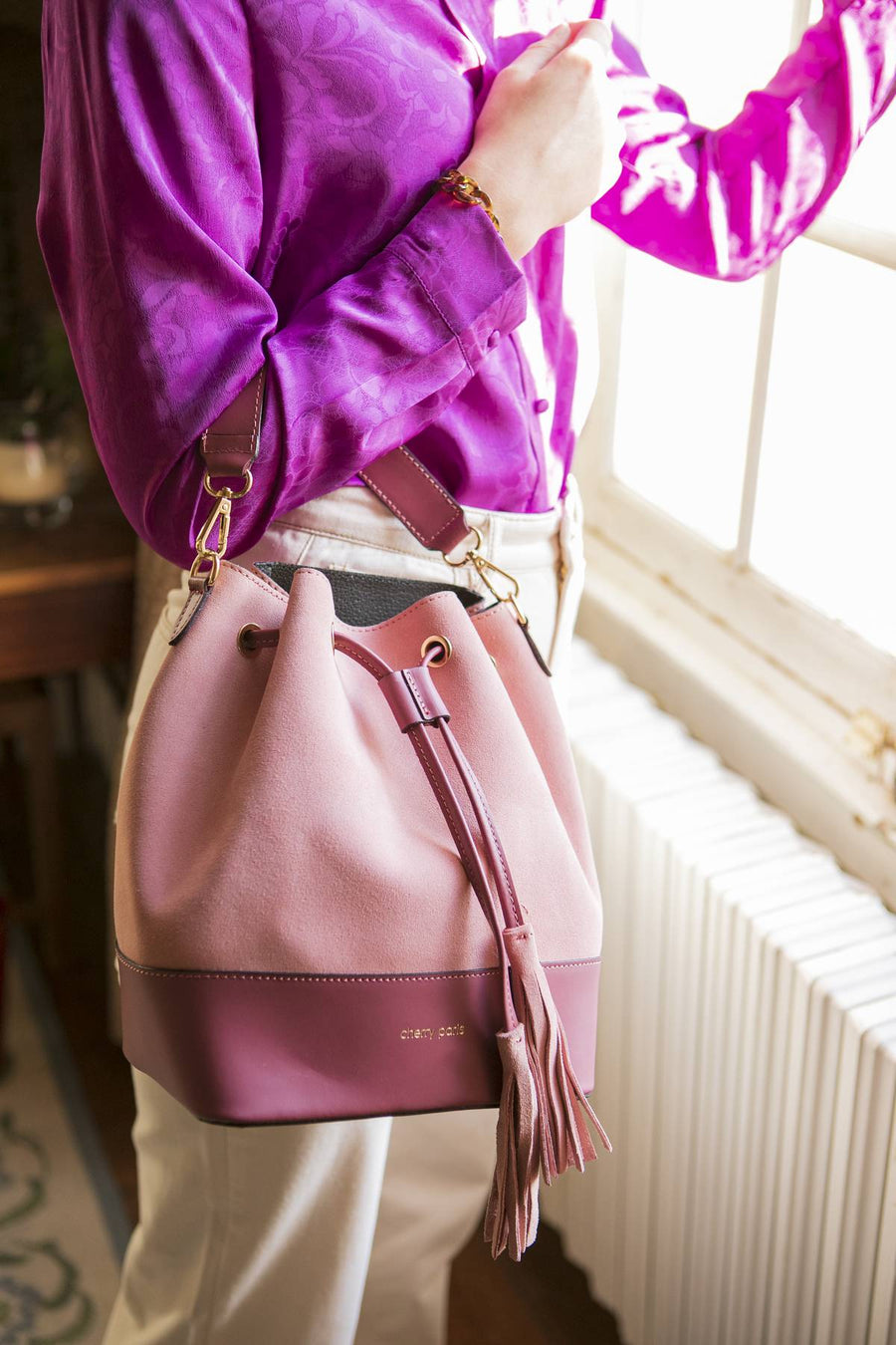 SAC BOURSE EN CROUTE DE CUIR SOLINE 7 COLORIS